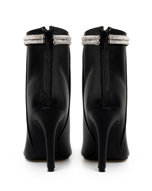 Botín Negro Liso Tiras Glitter 3001SS